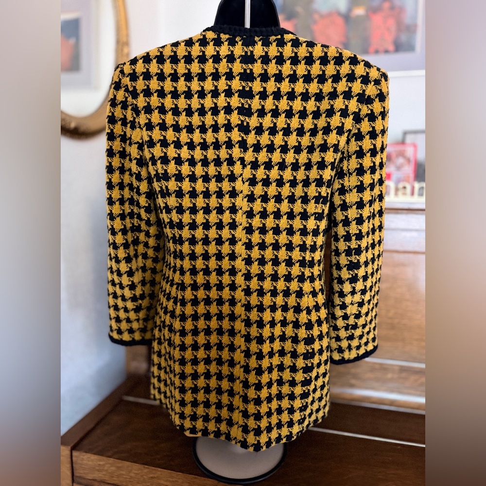 Yellow & Black Houndstooth Bouclé Blazer - Picture 5 of 8